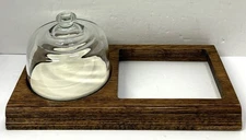 Vintage Olde Thompson Solid Oak Lucite Cheese Board w/ Glass Dome 23-625