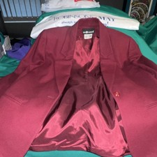 Sag Harbor Burgundy Blazer Collared Button Women's Size 10 Long Sleeve