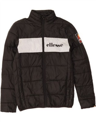 ELLESSE Mens Graphic Padded Jacket UK 36 Small Black Colourblock Polyester AL01