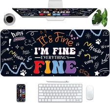 Large Mouse Pad, Office Desk Mat 35.4"x 15.7", Non-Slip PU Leather Desk Blotter,