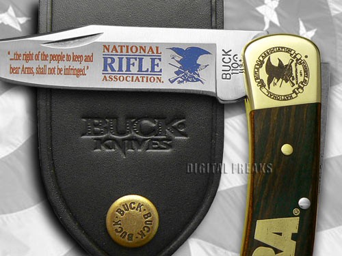 Buck 110 Folding Hunter Knife NRA National Rifle Association Wooden Stainless - Picture 4 of 4