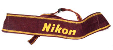 Nikon Camera Neck Strap "Maroon / Yellow" Nylon woven fabric From Japan NEW
