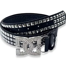 Dc Stud Belt Y2K Black Stud Belt One Size 120cm NEW