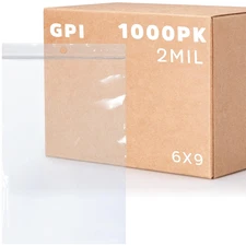 GPI - 6" x 9" - Bulk Case of 1000, 2 Mil Thick, Clear Plastic Reclosable Zip Bag