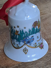 Hutschenreuther Weihnachtsglocke 1981 Im Land der W&auml;lder Skifahrer