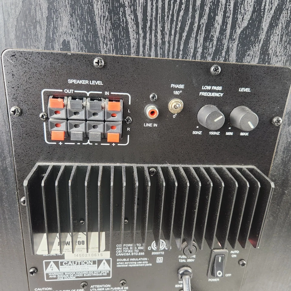 Altavoz subwoofer Advent ASW1200 12" solo negro con cable para sistema de cine en casa Foto 3 de 4