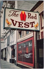 Vintage 1960s PLEXIGLAS Advertising Postcard "The Red Vest" Bar / Sign View