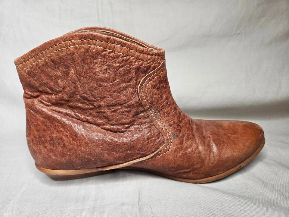 Zara Ankle Booties Womens US 7.5 EUR 38 Brown Leather Pointed Toe Western Shoes - Image 3 of 4