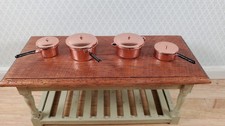 Dollhouse Metal Copper Pots Pans Removable Lids 1:12 Scale Miniatures