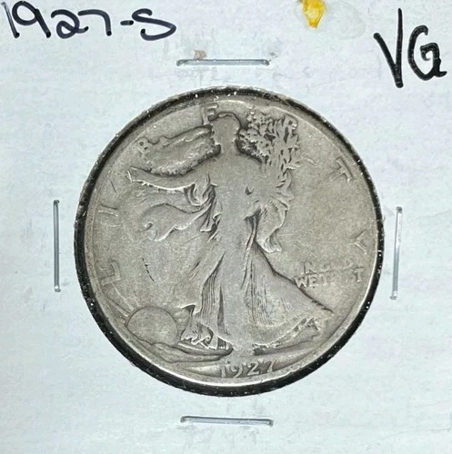 1927-S WALKING LIBERTY SILVER HALF DOLLAR~ VG  ~NICE LOOKING COIN~ 90% SILVER