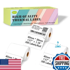 Lemketan 40x30mm Thermal Labels for Supvan T50M Pro, Phomemo M110 - 3 Rolls