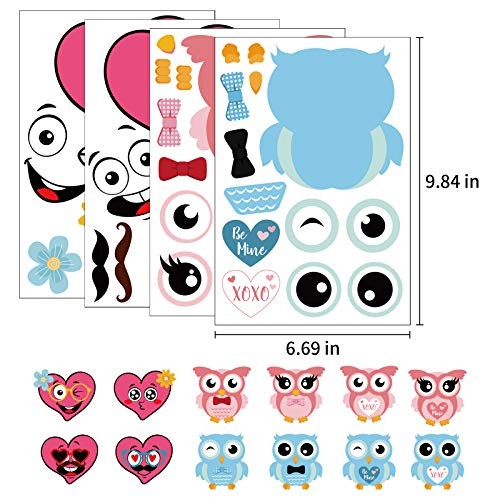 24PCS Valentine’s Day Stickers - V-Day Heart Owls Party Games Favors Supplies - Picture 5 of 8
