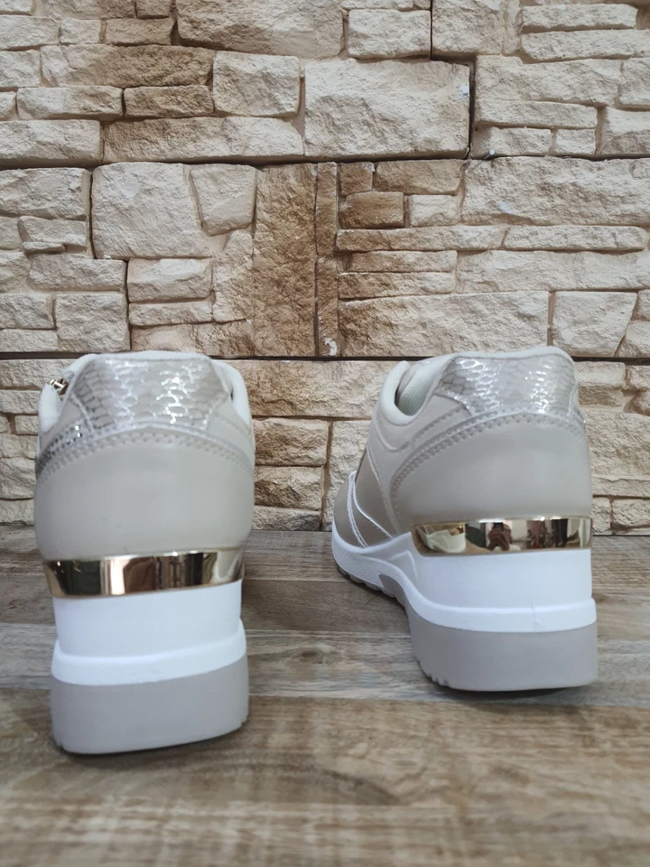 LAURA BIAGIOTTI SNEAKERS DONNA STRINGATE CON ZEPPA BEIGE 9250 MODA 2025 2026 - Immagine 3 di 4