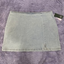 Wild Fable Light Wash Denim Cotton Blend Mini Skirt Womens 18