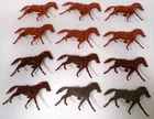 Vintage 1960's 1970's Louis Marx 12 Plastic 2.5" Multi-Color Horse Figure Lot