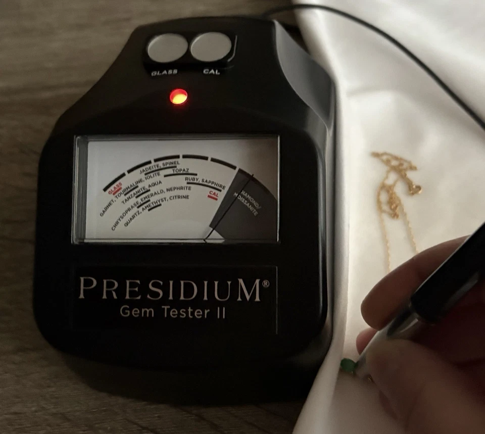 复古 14k 黄金翡翠和钻石吊坠绳链 18 英寸项链女士 — 第 3/4 张图片