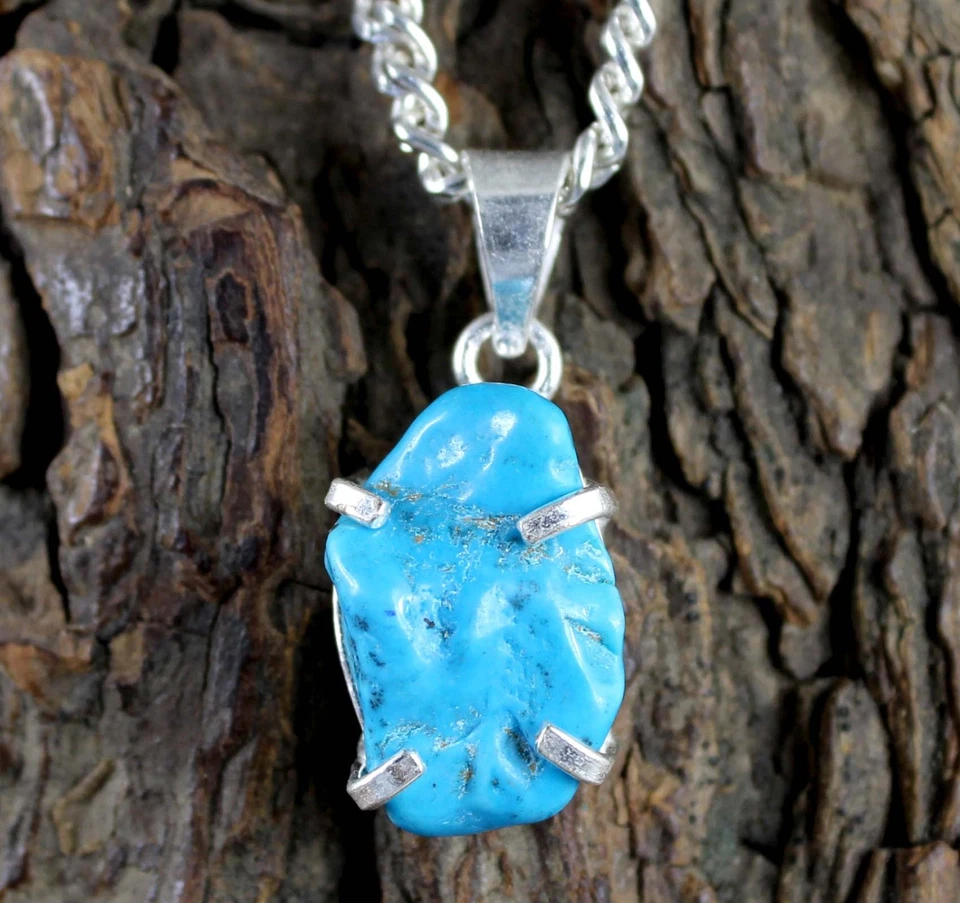 Colgante en bruto de piedras preciosas azul turquesa Arizona natural certificado 13,40 quilates/18 mm Foto 4 de 4