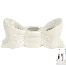 Bow Toothbrush Holder, Ceramic Cute Toothpaste Holder, Bathroom Countertop fo...