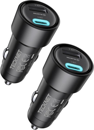 TECKNET USB C Car Charger [2Pack], 48W 2-Port Cigarette Lighter Fast ...