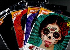 4 Spirit Halloween Sugar Skull Glitter Face Tattoos Day of the Dead Makeup