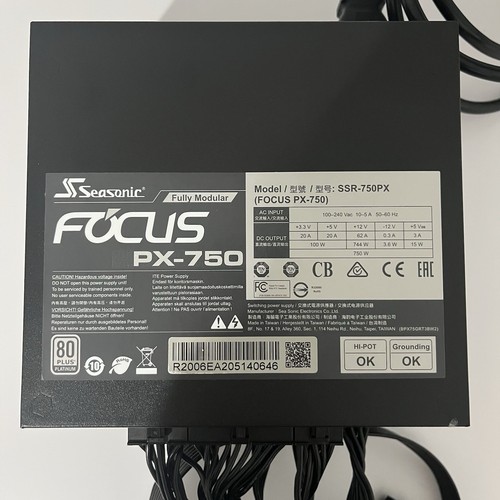 Sea Sonic Focus+ SSR-750PX 750W 80 Plus Platinum Full Modular Power Supply - Picture 9 of 11