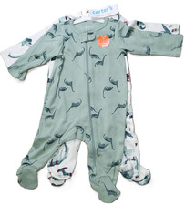 Carter's Baby - Dinosaur Footed -1-Piece - Zip Pajamas - Set of 2 - 3M NWT