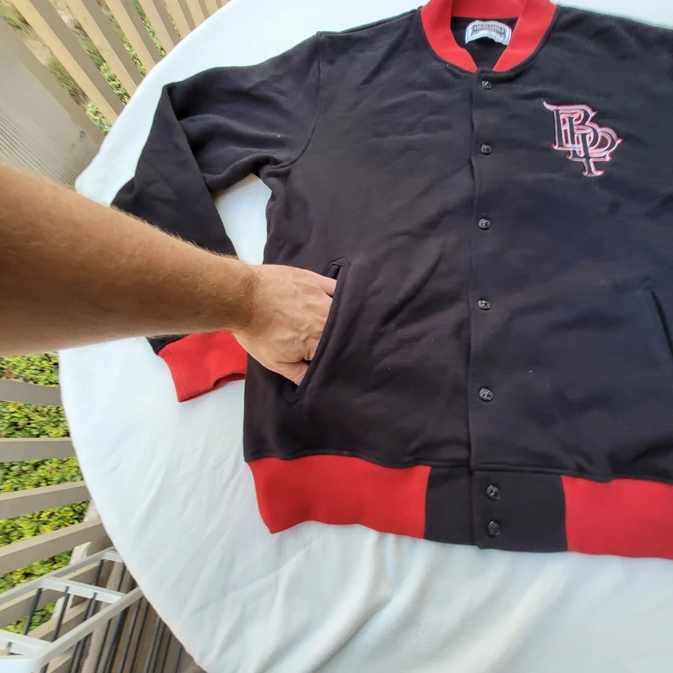 Chaqueta a Presión Blac Label Para Hombre 2XL XXL Manga Larga Azul Marino Rojo Botón a Presión Algodón Foto 4 de 4