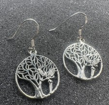 Sterling Silver Tinker bell Or Fairy Near Tree dangle 925