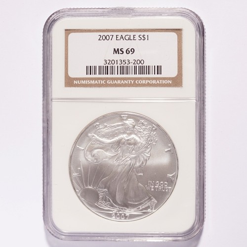 2007 Silver American Eagle Dollar NGC MS69