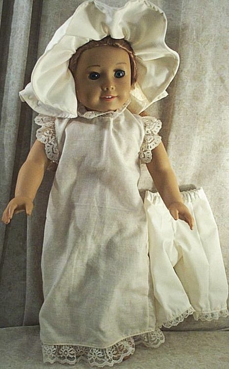 Doll Clothes Made 2 Fit Girl 18" in Felicity Chemise Bloomers Cap Ivory