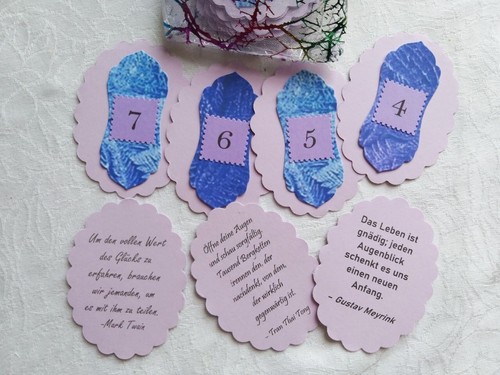 Sprüche-Adventskalender Zitate/Lebensweisheiten 24 Kärtchen im Organza-Beutel - Bild 3 von 5
