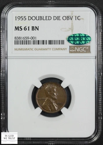 1955 Doubled Die Obverse DDO Lincoln Wheat Copper Cent 1C NGC MS 61 BN CAC