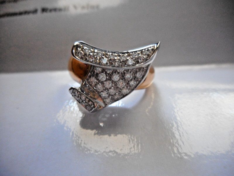 NWT YELLOW/WHITE 18K GOLD WITH DIAMONDS RING BY SALAVETTI AIG REPORT 7.1 g