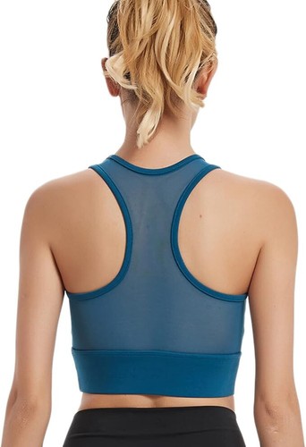 GruDawu Racerback gepolsterter Yoga Sport-BH mittlere Unterstützung blau groß NEU - Bild 2 von 3