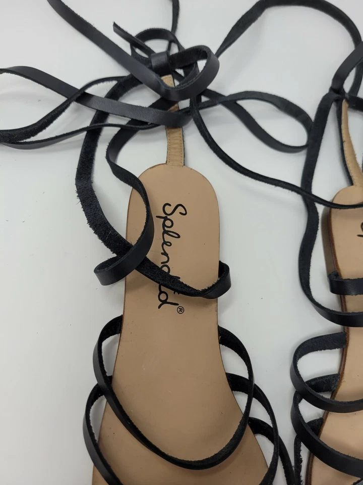 Sandalias Anthropologie Splendid Carly de cuero negro gladiador zapatos para mujer talla 6 Foto 3 de 4