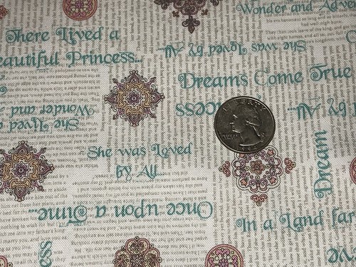 Fabric Princess Castle Phrases on White Cotton by the 1/4 yard BIN - Picture 2 of 4
