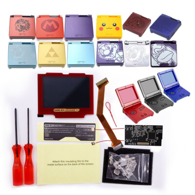 8 Colors Mode IPS Backlight LCD Mod w/Multi color Shells FOR GBA SP -Red Lens
