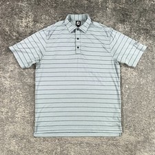 Footjoy Golf Polo Shirt Mens Large Grey Striped Short Sleeve Stretch Performance