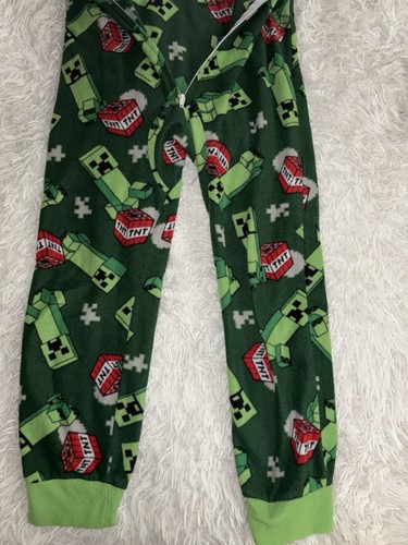Minecraft Kids Sz. M Green Design Hooded Zip Up Pj. Soft, Comfortable - Picture 7 of 10