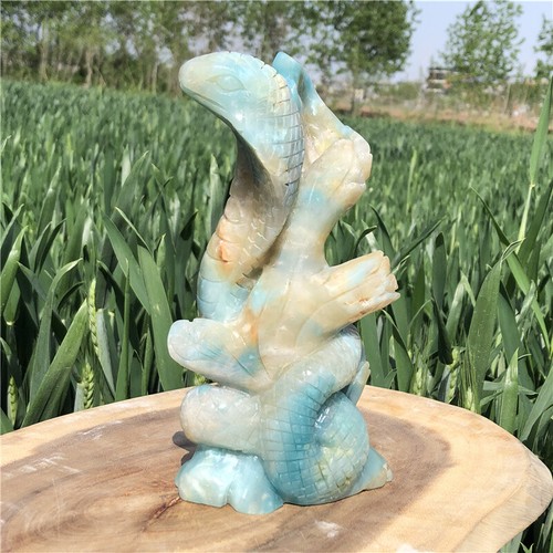 2.11LB Natural Amazonite Snake Skull Quartz Crystal Carved XK3638-05-A - Picture 6 of 21