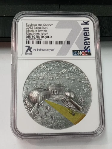 2022 PALAU - MNAJDRA TEMPLE - Equinox and Solstice 2 Oz Silver Coin $10 NGC MS70