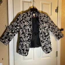 LC Lauren Conrad Women 6 Floral Jacket Blazer Open Front Business Cocktail Party