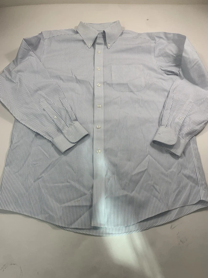 L.L. Bean рубашка в полоску размер 15,5-33 белый длинным рукавом на пуговицах - Изображение 2 из 4