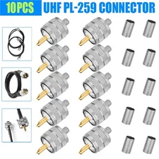 10x UHF PL-259 Male Plug Crimp-Type Connectors for RG8X LMR240 Coax Wire Adapter