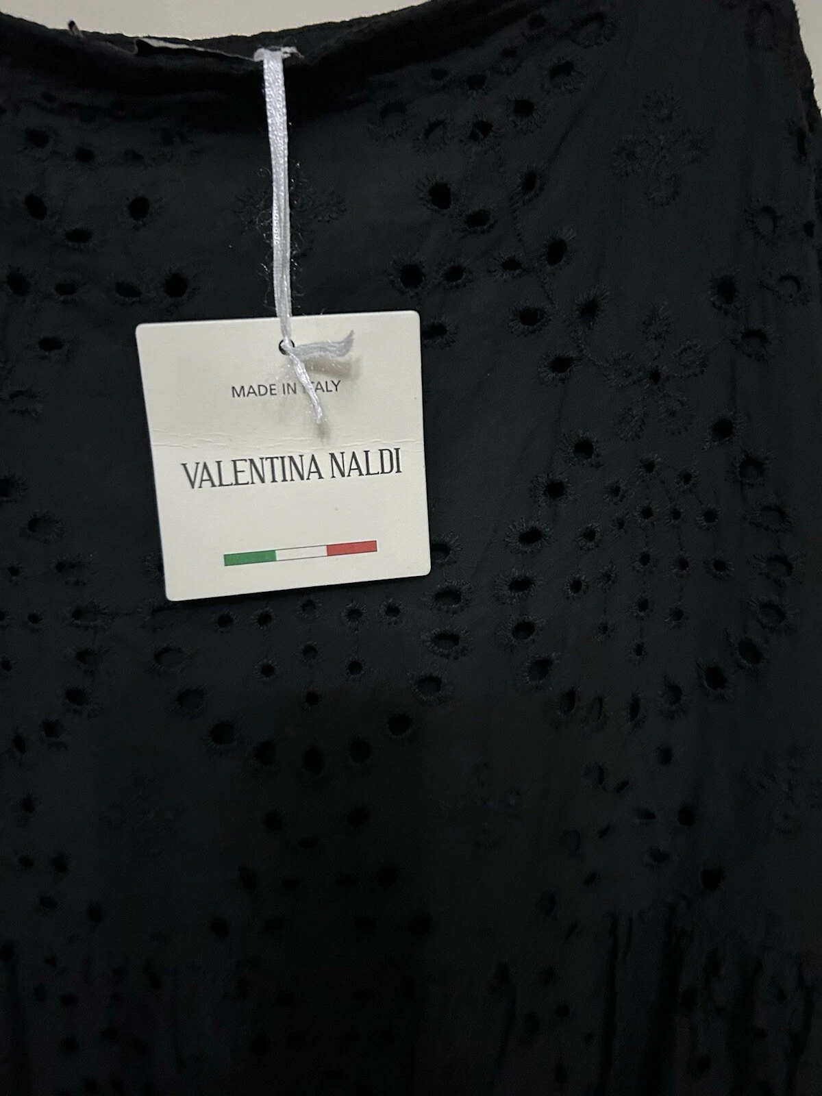 VALENTINO Abito Valentina Naldi 100%Cotone Ricamato Occhielli Nero Taglia XXXL Mad in Italy