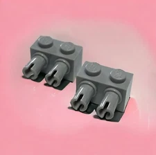 lot of 2 light grey Lego parts -1X2 special bricks-combined shipping (LTGY96)