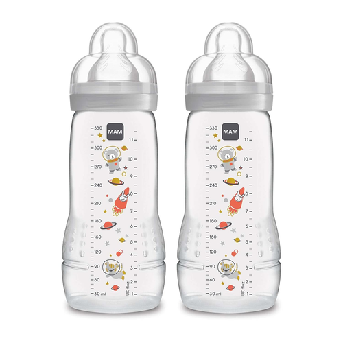 MAM Easy Active Bottle 11 oz (2-Count), Fast Flow Bottles with Silicone Nipples, - Picture 9 of 11