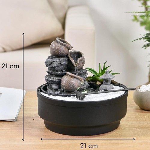 Zen Light Zimmerbrunnen 21cm Wasserfall mit buntes LED-Licht Deko NEU R2821 - Bild 3 von 3