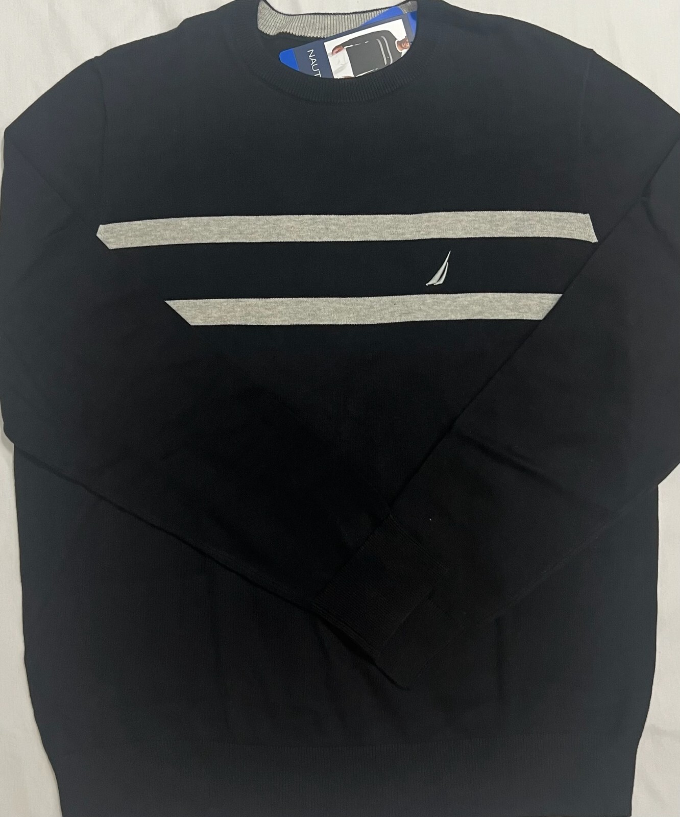 New Nautica Men's Long Sleeve Sweater Black Stripe Size XXL 26.00 eBay