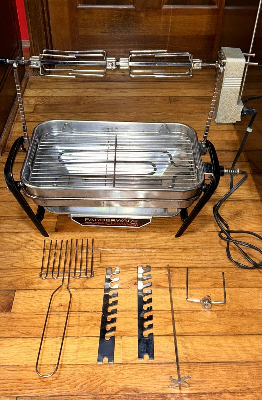 Farberware 455N 450 Open Hearth Indoor Electric Grill Broiler Rotisserie W Motor